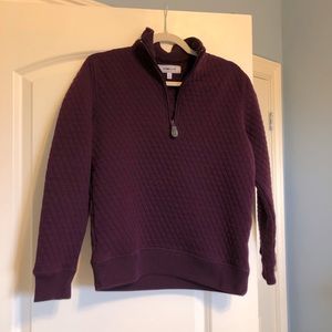 Crown and Ivy Purple Quilted Quarter Zip Sweatshirt Small